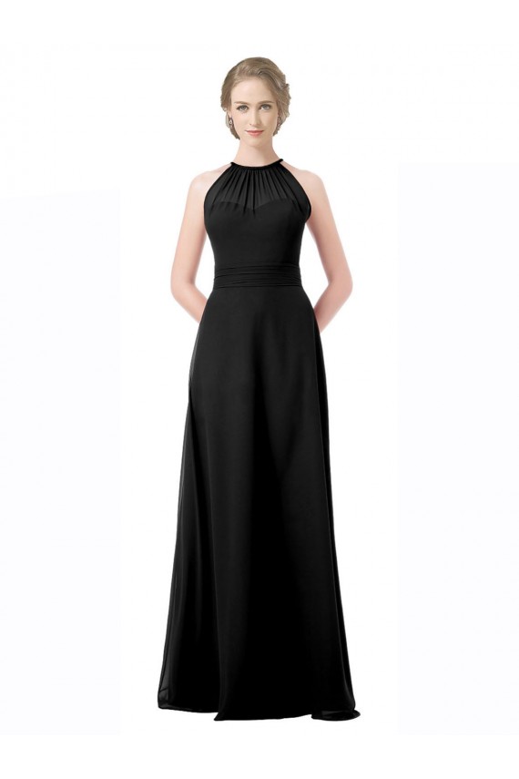 A-Line Sweetheart Chiffon Long Black Formal Dress / Bridesmaid Dress Barrie