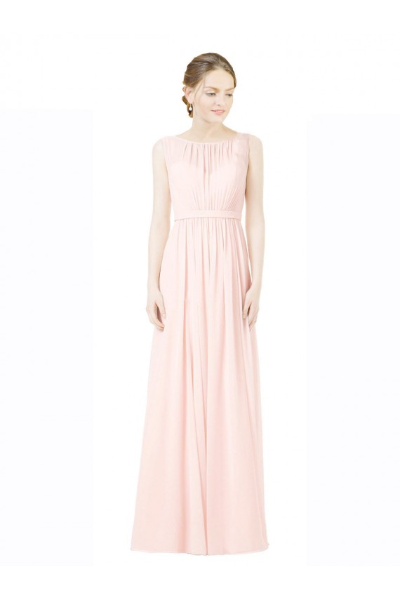 A-Line Jewel Soft Chiffon Long Bridesmaid Dress Barrie