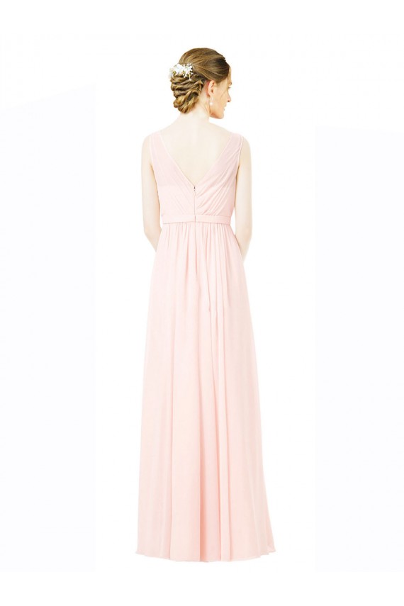 A-Line Jewel Soft Chiffon Long Bridesmaid Dress Barrie