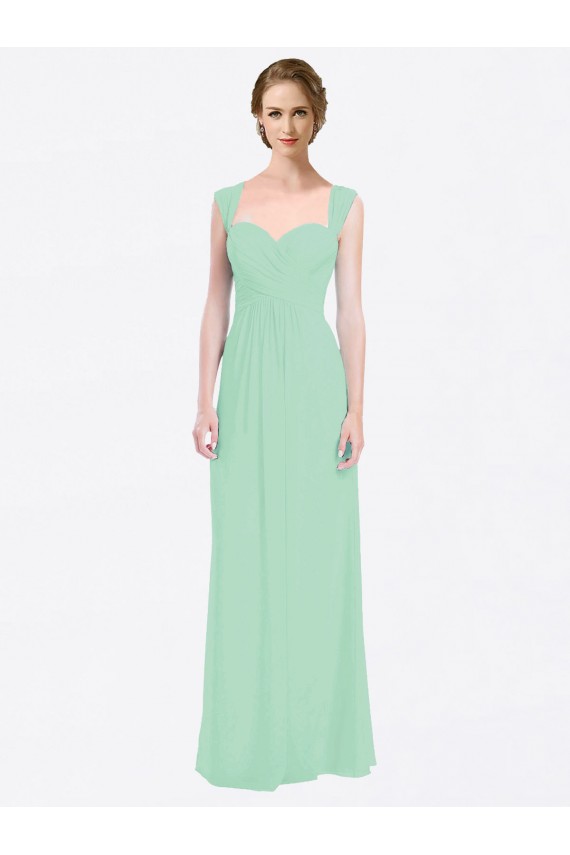 A-Line Sweetheart Soft Chiffon Long Mint Green Bridesmaid Dress Barrie