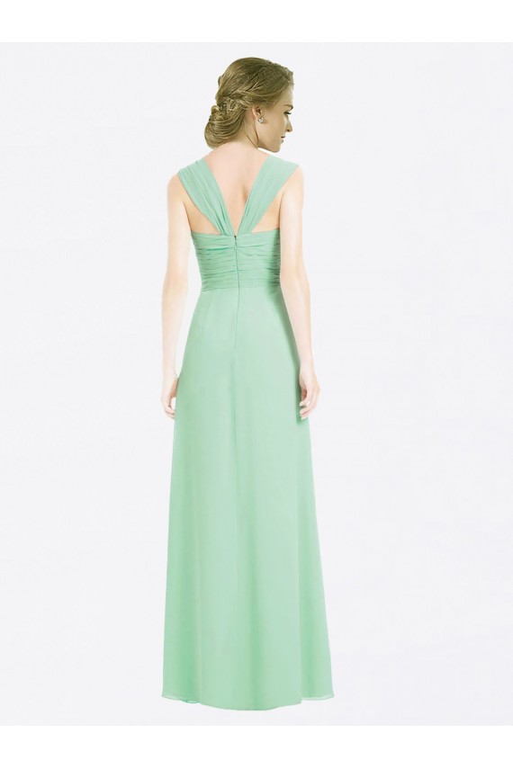 A-Line Sweetheart Soft Chiffon Long Mint Green Bridesmaid Dress Barrie