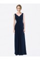 A-Line V-Neck Soft Chiffon Long Dark Navy Evening Gowns / Bridesmaid Dress Barrie