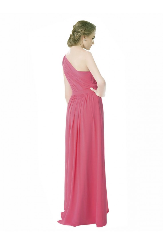 A-Line One Shoulder Soft Chiffon Long Mint Green Bridesmaid Dress Barrie