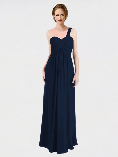 A-Line Sweetheart Soft Chiffon Long Dark Navy Bridesmaid Dress / Formal Dress Barrie