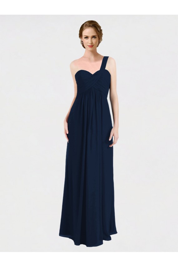 A-Line Sweetheart Soft Chiffon Long Dark Navy Bridesmaid Dress / Formal Dress Barrie