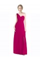 A-Line One Shoulder Soft Chiffon Long Red Bridesmaid Dress Barrie