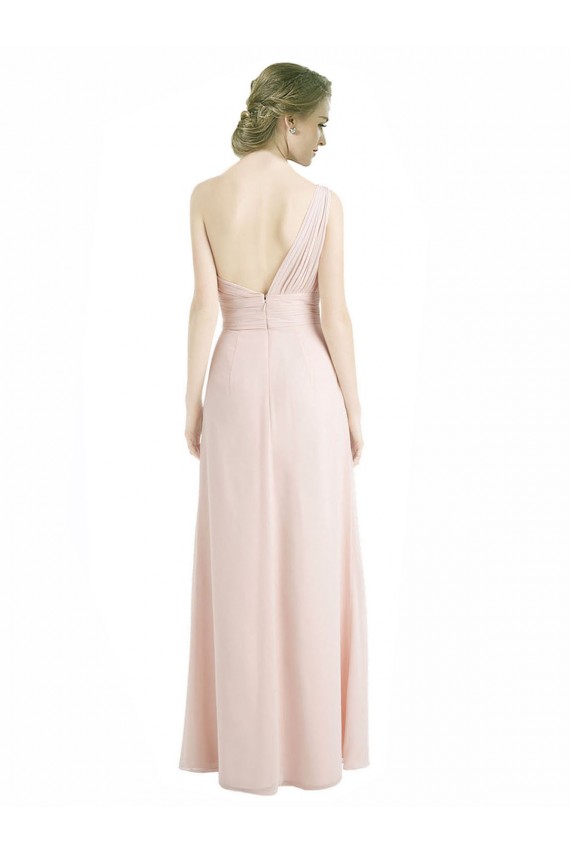 A-Line One Shoulder Soft Chiffon Long Red Bridesmaid Dress Barrie