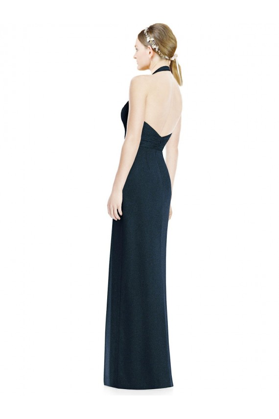 A-Line V-Neck Soft Chiffon Long Dark Navy Formal Dress / Bridesmaid Dress Barrie