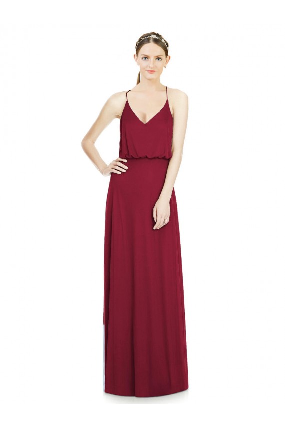A-Line V-Neck Soft Chiffon Long Burgundy Evening Gowns / Bridesmaid Dress Barrie