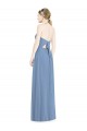 A-Line Halter Neck Chiffon Long Floor Length Dusty Blue Bridesmaid Dress Barrie