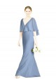 Trumpet V-Neck Soft Chiffon Long Dusty Blue Bridesmaid Dress Barrie