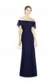 Trumpet Off the Shoulder Soft Chiffon Long Dark Navy Bridesmaid Dress Barrie