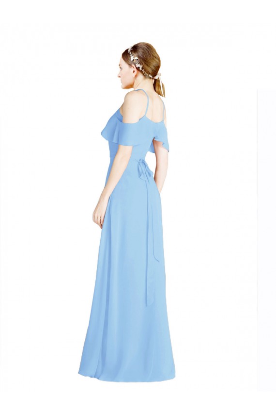 A-Line Halter Neck Soft Chiffon Long Periwinkle Formal Dress / Bridesmaid Dress Barrie