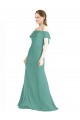 A-Line Off the Shoulder Soft Chiffon Long Icelandic Silver Bridesmaid Dress Barrie