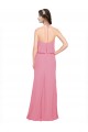 A-Line High Neck Soft Chiffon Long Skin Pink Bridesmaid Dress Barrie