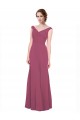 A-Line V-Neck Soft Chiffon Long Mauve Taupe Bridesmaid Dress Barrie