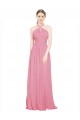 A-Line V-Neck Chiffon Long Skin Pink Bridesmaid Dress / Evening Dress Barrie