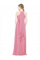 A-Line V-Neck Chiffon Long Skin Pink Bridesmaid Dress / Evening Dress Barrie