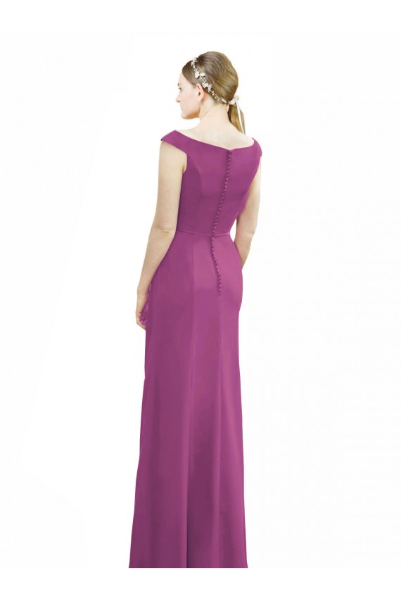 Mermaid High Neck Soft Chiffon Long Wild Berry Bridesmaid Dress Barrie