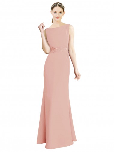 Mermaid High Neck Soft Chiffon Long Bliss Pink Bridesmaid Dress Barrie