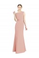 Mermaid High Neck Soft Chiffon Long Bliss Pink Bridesmaid Dress Barrie