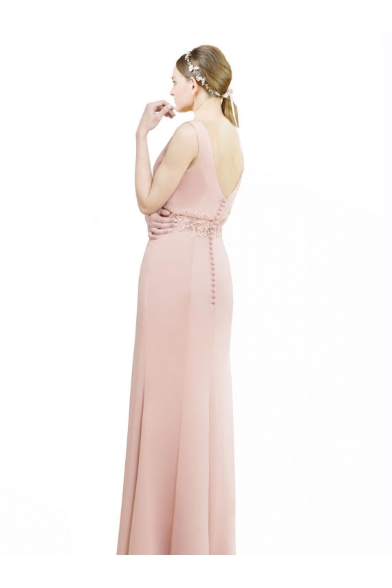Mermaid High Neck Soft Chiffon Long Bliss Pink Bridesmaid Dress Barrie