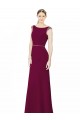 A-Line High Neck Soft Chiffon Long Burgundy Bridesmaid Dress Barrie