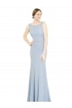 A-Line High Neck Soft Chiffon Long Light Sky Blue Bridesmaid Dress Barrie