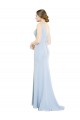 A-Line High Neck Soft Chiffon Long Light Sky Blue Bridesmaid Dress Barrie