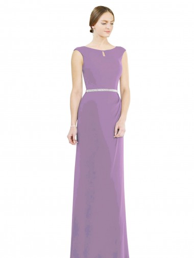A-Line High Neck Soft Chiffon Long Dark Lavender Formal Dress / Bridesmaid Dress Barrie