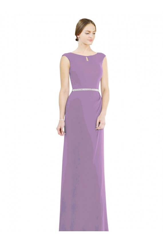 A-Line High Neck Soft Chiffon Long Dark Lavender Formal Dress / Bridesmaid Dress Barrie