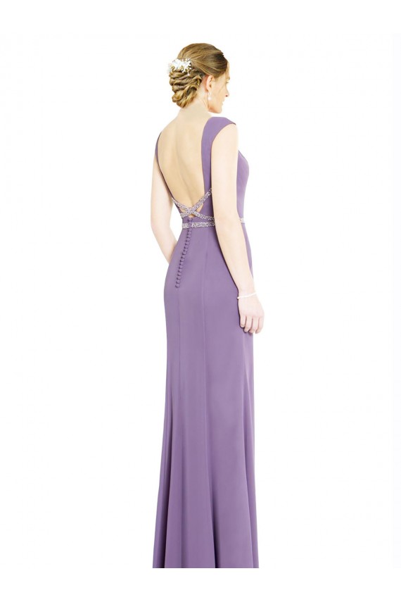 A-Line High Neck Soft Chiffon Long Dark Lavender Formal Dress / Bridesmaid Dress Barrie