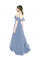 A-Line V-Neck Lxue Chiffon Long Dusty Blue Bridesmaid Dress Barrie