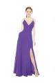 A-Line V-Neck Soft Chiffon Long Purple Bridesmaid Dress Barrie