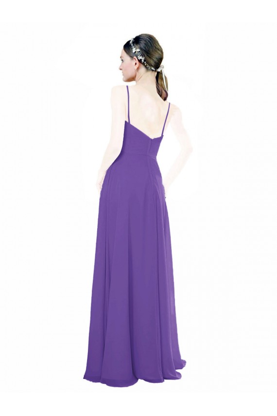 A-Line V-Neck Soft Chiffon Long Purple Bridesmaid Dress Barrie