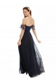 A-Line V-Neck Soft Chiffon & Lace Long Dark Navy Formal Dress / Bridesmaid Dress Barrie