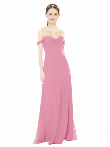 A-Line Sweetheart Soft Chiffon Long Skin Pink Formal Dress / Bridesmaid Dress Barrie