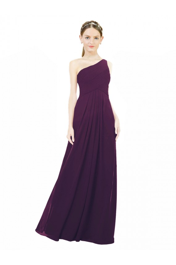 A-Line One Shoulder Chiffon Long Grape Bridesmaid Dress / Evening Dress Barrie