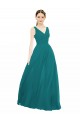 A-Line V-Neck Chiffon Long Hunter Bridesmaid Gowns Barrie