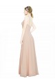 A-Line V-Neck Luxe Chiffon Long Pink Bridesmaid Dress / Evening Dress Barrie