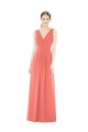 A-Line V-Neck Soft Chiffon Long Coral Bridesmaid Dress Barrie