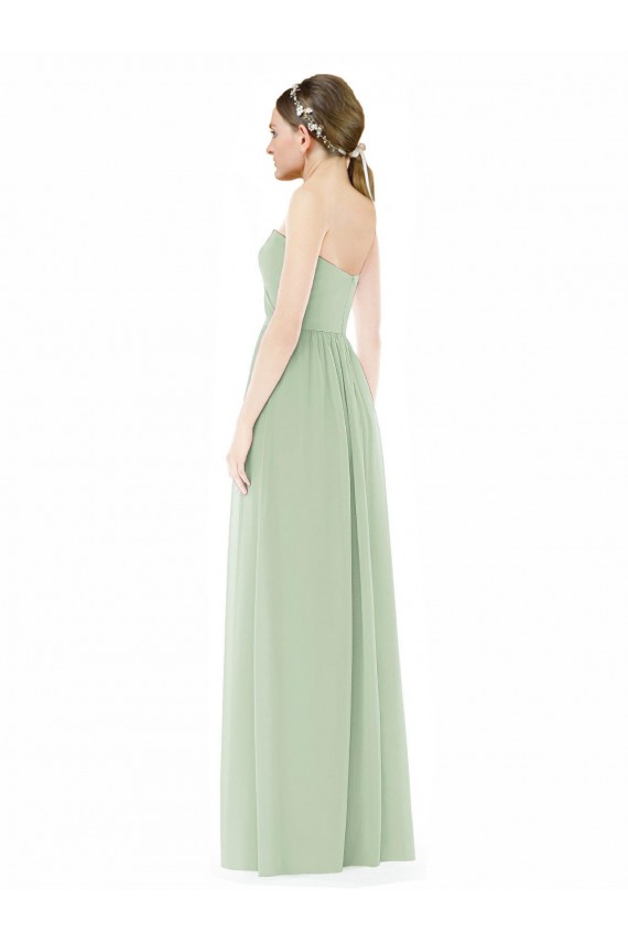 A-Line Strapless Soft Chiffon Long Sage Semi Formal Evening Dress / Bridesmaid Dress Barrie