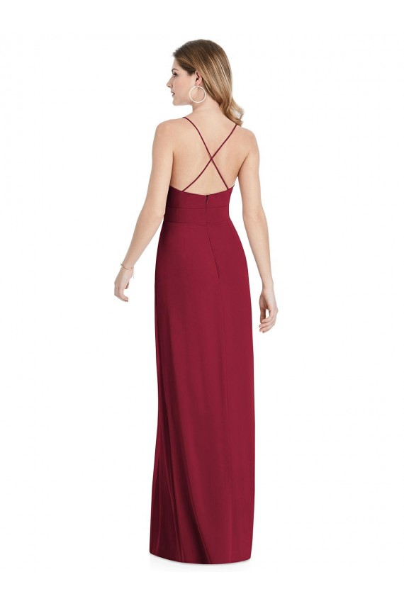 A-Line V-Neck Soft Chiffon Long Burgundy Semi Formal Evening Dress / Bridesmaid Dress Barrie