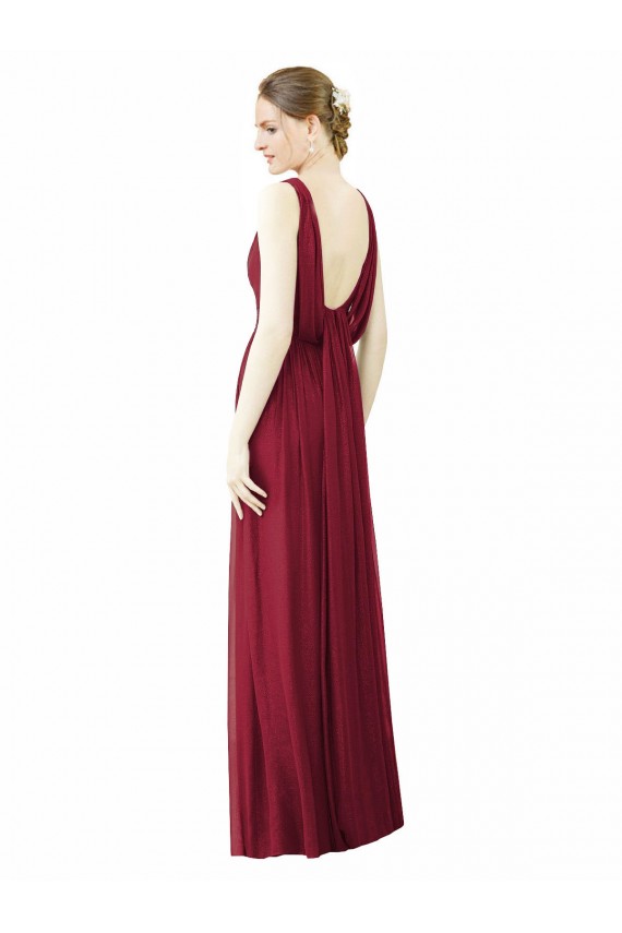 A-Line V-Neck Soft Chiffon Long Burgundy Bridesmaid Dress / Formal Dress Barrie
