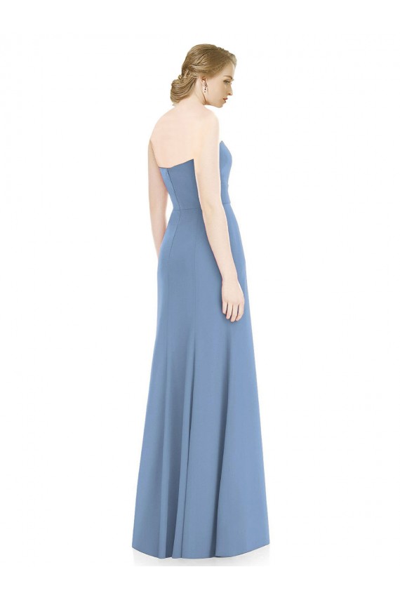 Mermaid Strapless Soft Chiffon Long Dusty Blue Bridesmaid Dress Barrie