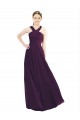 A-Line Halter Neck Soft Chiffon Long Grape Bridesmaid Dress Barrie