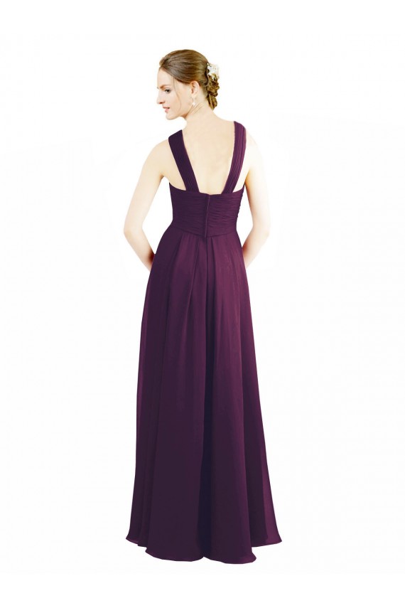 A-Line Halter Neck Soft Chiffon Long Grape Bridesmaid Dress Barrie