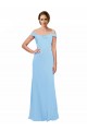 A-Line Spaghetti Straps Soft Chiffon Long Periwinkle Bridesmaid Dress Barrie
