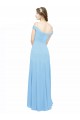 A-Line Spaghetti Straps Soft Chiffon Long Periwinkle Bridesmaid Dress Barrie