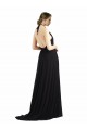 A-Line Halter Neck Soft Chiffon Long Oyster Silver Bridesmaid Dress Barrie